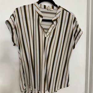 Chic Striped V-Neck Blouse